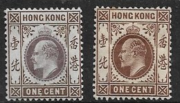 HONG KONG 1903 1c, 1910 1c SG 62, 91 MOUNTED MINT Cat £14 - Ongebruikt