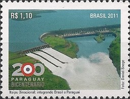 BRAZIL - PARAGUAYAN INDEPENDENCE, BICENTENNIAL (ITAIPU DAM) 2011 - MNH - Water