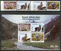 INDIA (1996) - Himalayan Ecology, Flora And Fauna Capra Falconeri, Ithaginis Cruentus, Saussurea Simpsoniana, Meconopsis - Unused Stamps