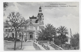 (RECTO / VERSO) MONTE CARLO EN 1904 - N° 717 - THEATRE ET TERRASSES - TIMBRE ET CACHET DE MONACO - CPA - Opéra & Théâtre