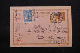 TURQUIE - Entier Postal + Compléments De Beyoglu ( Istanbul ) Pour Nice En 1943 Avec Contrôle Postal Allemand - L 57722 - Ganzsachen