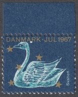 SWALLOW Bird / Constellation STAR - Christmas JUL Charity Label Cinderella Vignette 1967 - MNH - Denmark Danmark - Schwalben