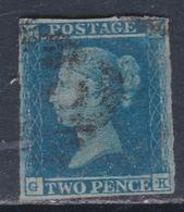 Grande Bretagne N° 4 O Victoria 2 P. Bleu Sur Azuré Oblitération Légère Marge Haute Et Droite Courtes Sinon TB - Gebruikt