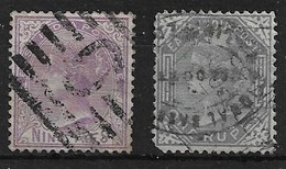 INDIA 1874 9p BRIGHT MAUVE AND 1R SLATE SG 77,79 FINE USED Cat £63 - 1858-79 Kolonie Van De Kroon