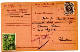 Carte Récepissé Rcu De Bruxelles (29.07.1929) Pour Landen Taxes Fiscales - 1929-1941 Grande Montenez