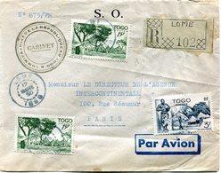 TOGO LETTRE RECOMMANDEE PAR AVION DEPART LOME 12 MARS 50 TOGO POUR LA FRANCE - Storia Postale