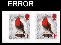 GREAT BRITAIN 2016 Christmas Bird Robin 1st CORNER.PAIR ERROR:Intact Matrix - Variétés, Erreurs & Curiosités