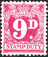NEW SOUTH WALES 9d Carmine Stamp Duty Revenue Stamp FU - Fiscaux