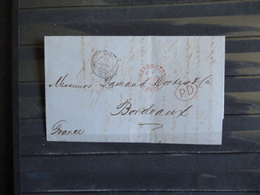 D1 -  Lettre De Londres à Bordeaux Via Calais - 1859 - Marque Postale PD Et Lombard Street Paid En Rouge - ...-1840 Precursores