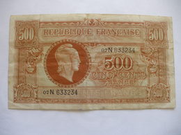 TRESOR BILLET 500 F MARIANNE LETTRE N RARE VF 11/3 - 1943-1945 Marianne