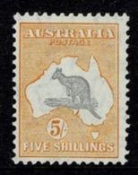 Australia 1932 Kangaroo 5/- Grey & Yellow C Of A Watermark MH - Listed Variety - Nuevos