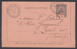 1901. GUADELOUPE Et DEPENDANCES. CARTE LETTRE.  25 C. Black. POINTER VITRE GUADELOPE ... () - JF321984 - Lettres & Documents