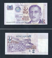 Banknote - AU Repeater Lucky Number Singapore $2 Banknote OGH 964444 (#167) - Singapore