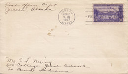 United States Ersttags FDC JUNEAU Alaska 1937 Cover Brief Sent To Indiana ALASKA Stamp - 1851-1940