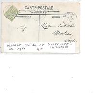 MONACO N° 22 SUR CP CAFE DE PARIS OBL 1908 - Briefe U. Dokumente