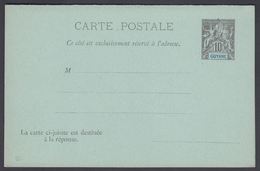 1900. GUYANE. CARTE POSTALE. Double. 10 C. + 10 C. RESPONSE. Black.  () - JF322160 - Lettres & Documents