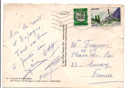 ANDORRE AFFRANCHISSEMENT COMPOSE SUR LETTRE POUR LA FRANCE 1966 - Covers & Documents