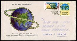 INDIA (1998) - Global Environment Facility + Reverence For All Life (earth, World, Continents) - Cover To Spain - Cartas & Documentos