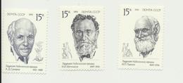 707 USSR 1991 Mi 6197-99 0,5 € Mint  Nobel - Sonstige & Ohne Zuordnung