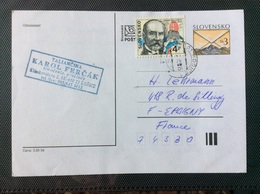 Slovaquie 1997 CDV 23 + 144 Motif Postal + Jozef Skultety Oblitéré Kosice - Cartoline Postali