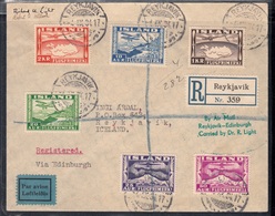 ISLANDA 1931 POSTA AEREA FDC SET UNIFICATO A15/A20 SU RACCOMANDATA  DEL 1.9.1934 SPLENDIDA - Luftpost