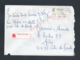 PORTUGAL LETTRE EN AR SUR ETIQUETTE VILA DO CONDE : - Maschinenstempel (EMA)