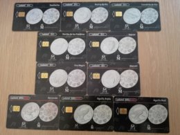 MEXICO 10X CHIPCARD SERIE COINS ON CARDS, LADATEL 5X$30,2X$50,3X$100,-NO 1/10    ** 1545** - Mexique