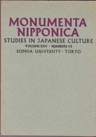 Monumenta Nipponica. Volume XXV. Numbers 1-2. - Asia