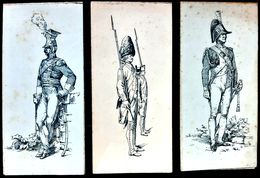 UNIFORMES NAPOLEON  3 GRAVURES FINEMENT EXECUTEES VERS 1890 GRENADIER HUSSARD DRAGON 19 X 9 CM - Uniformes