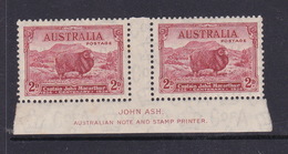 Australia ASC 156 1934 Centenary Death Of Macarthur 2d Red Dark Hills,Imprint Pair, Mint Never Hinged - Mint Stamps