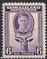 Somaliland 1942 KGV1 6 Annas Violet Umm SG 110 ( B1247 ) - Somalilandia (Protectorado ...-1959)
