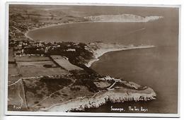 Real Photo Postcard, Swanage, The Two Bays, Air Photograph. Coastline, Landscape. - Swanage