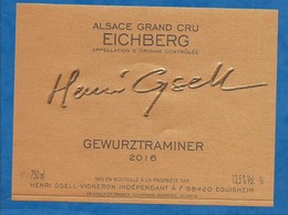 Etiquette Vin Gewurztraminer Alsace Grand Cru EICHBERG Eghisheim - Gewurztraminer