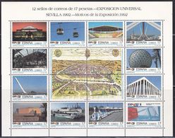Spain 3042/53 - World EXPO 1992 ( 17 Pta ) M/S - MNH - 1992 – Séville (Espagne)
