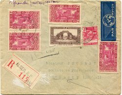 ALGERIE LETTRE RECOMMANDEE PAR AVION AVEC AFFRANCHISSEMENT COMPL. AU DOS DEPART ALGER 2-1-42 POUR LE SENEGAL - Covers & Documents