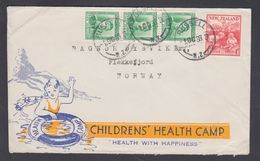 1938. New Zealand. HEALTH 1 D + 3 Ex ½ D Georg VI On Cover To Flekkefjord, Norway Fro... (MICHEL 249+) - JF323573 - Lettres & Documents