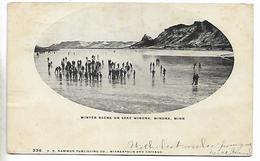 Old Postcard, Kosciusko, Winter Scene On Lake Winona, People On Ice, 1907. - Fort Wayne