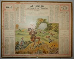 CALENDRIER ALMANACH DES POSTES ET TÉLÉGRAPHES 1916 DÉPARTEMENT DE LA LOIRE CHASSEUR PERDRIX - Big : 1901-20