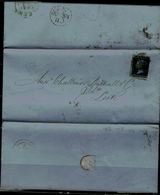 GREAT BRITAIN 1853 COVER SENT IN 30/11/1853 FROM LEER WITH TWOPENCE BLUE IMPERF MI No 4cVF!! - Lettres & Documents