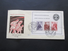 Belgien 1960 Block 26 FDC Weltflüchtlingsjahr / Wereldvluchtelingenjaar Mit Sonderstempel - Lettres & Documents