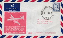 New Zealand 1958 First Flight Auckland Christchurch, Souvenir Cover - Storia Postale