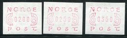 NORWAY 1980 Posthorns And Numeral Without Frame, Three Values  MNH / **.  Michel 2 - Machine Labels [ATM]