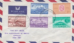 Tonga 1961 75th Anniversary Of Postal Services FDC - Tonga (...-1970)