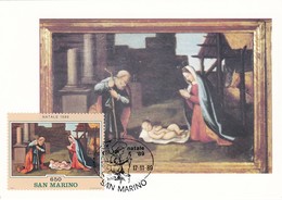 Carte Maximum  Peinture San Marin 1989 Chiesa Dei Servi Di MAria - Cartas & Documentos