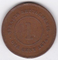 Straits Settlements 1 Cent 1874 Victoria, En Bronze, KM# 9 - Kolonien