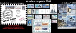 TAAF Année Complète 2001  (NEUF ** MNH) :  Yv. 287 à 321 Dont 2 BF Et CARNET DE VOYAGE C308 (49 Tp)  ..Réf.TAF21056 - Volledig Jaar