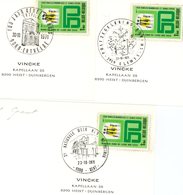 3 Oblitérations Spéciales 1971 : Ertvelge - Elewyt (armoiries) - Gent "château) - Herdenkingsdocumenten