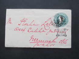 GB Kolonie Indien GA Umschlag Mit Überdruck / Stempel Gwalior Zwei Schlangen Mit Sonnen Rückseitig 2 Stempel - 1902-11  Edward VII