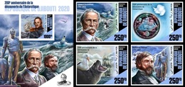 Djibouti 2020, Antartic, Ship, Explorers, Birds, 4val In BF +BF IMPERFORATED - Arctic Tierwelt