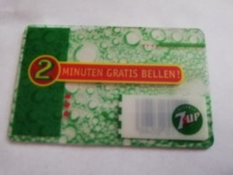 NETHERLANDS PREPAID   ADVERTISING  7UP TRANSPARANT CARD  2MINUTES    Mint  ** 1787** - Privées